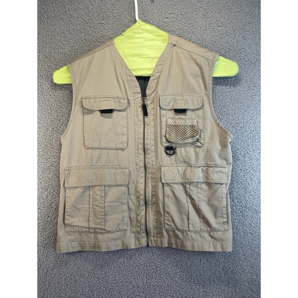 Vintage‎ Faded Glory Fishing Vest Mens ELarge Green Mesh Zip Up Hunt Fish